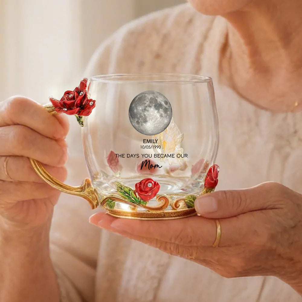 Personalized Glass Mug for Mom with Custom Moon Phase - Mother's Day Gift Cup MagicInPrints