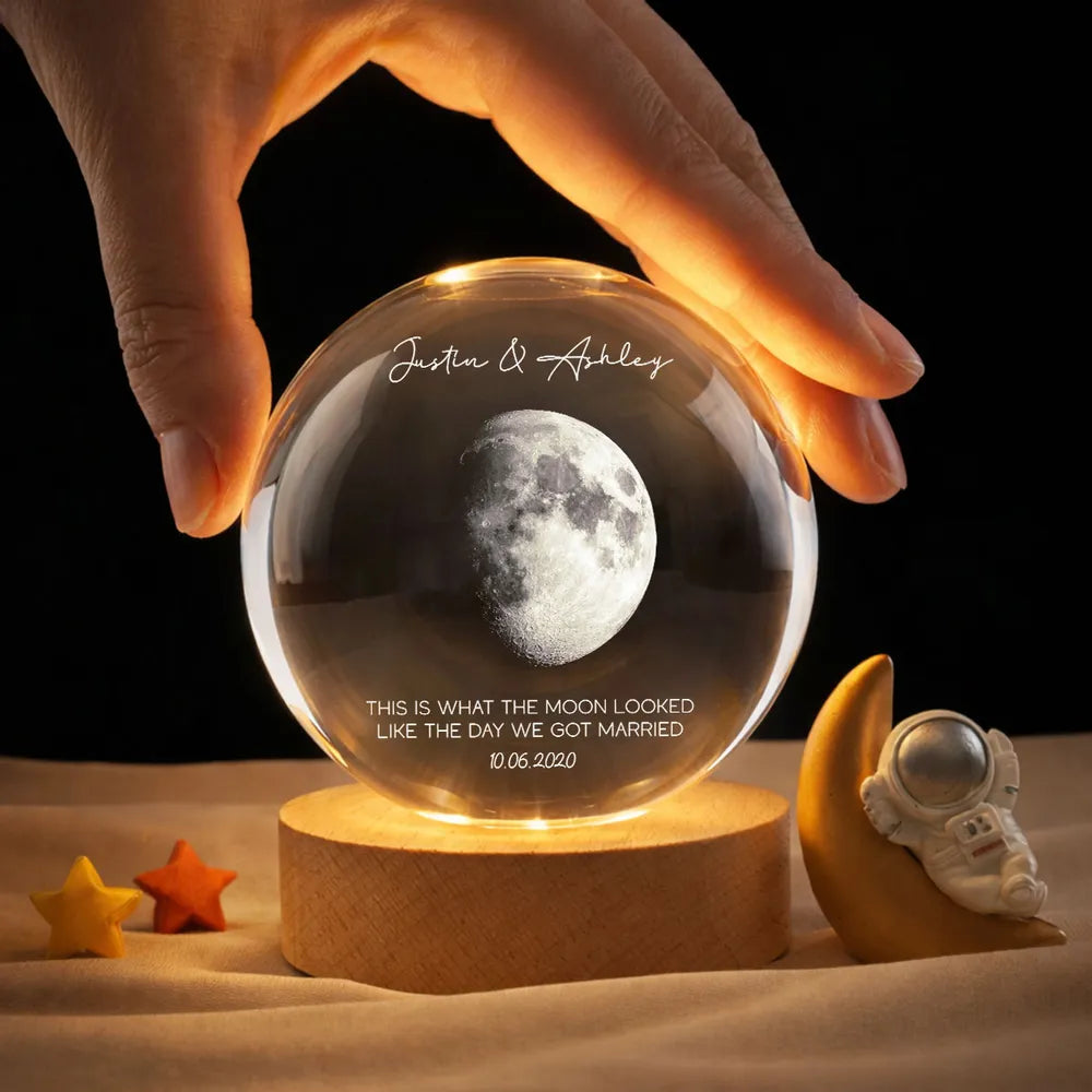 Personalized Moon Lamp for Couples with Custom Date - Romantic Bedroom Decor Lamp MagicInPrints