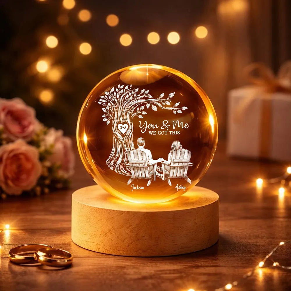 Personalized LED Crystal Night Light for Couples - Romantic Gift Lamp MagicInPrints