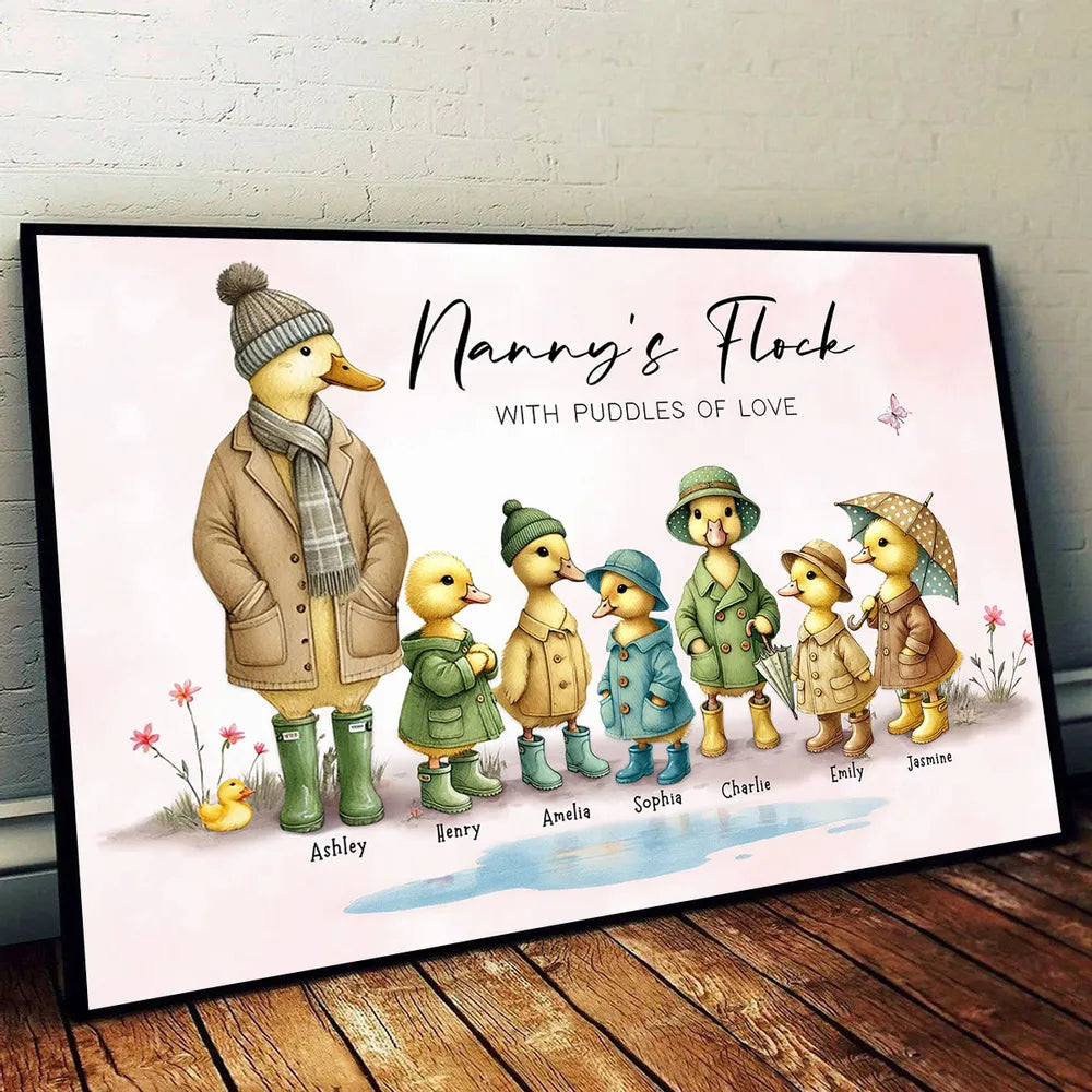 Personalized Family Duck Print for Nanny - Sentimental Gift with Names Poster or Canvas MagicInPrints