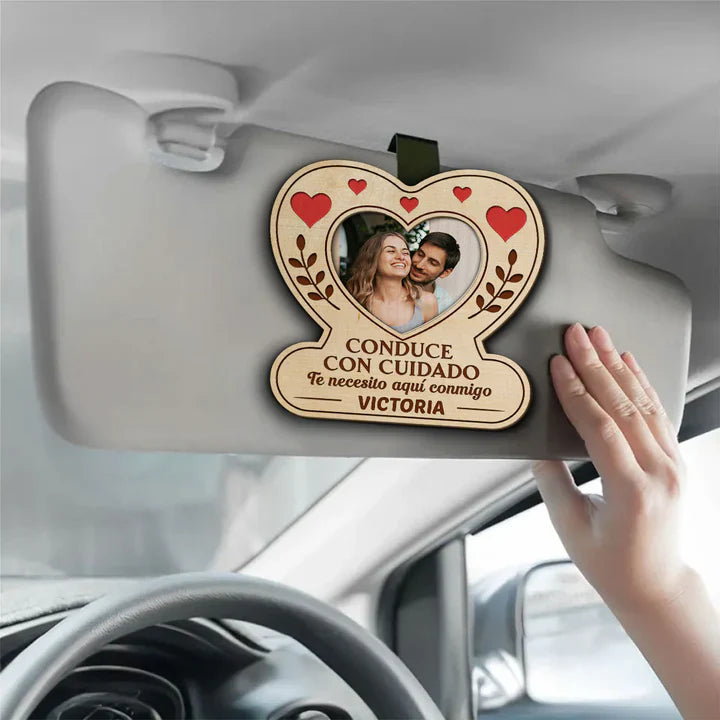 Personalized Car Sign for Couples with Heart Design - Romantic Gift Car Hanger MagicInPrints