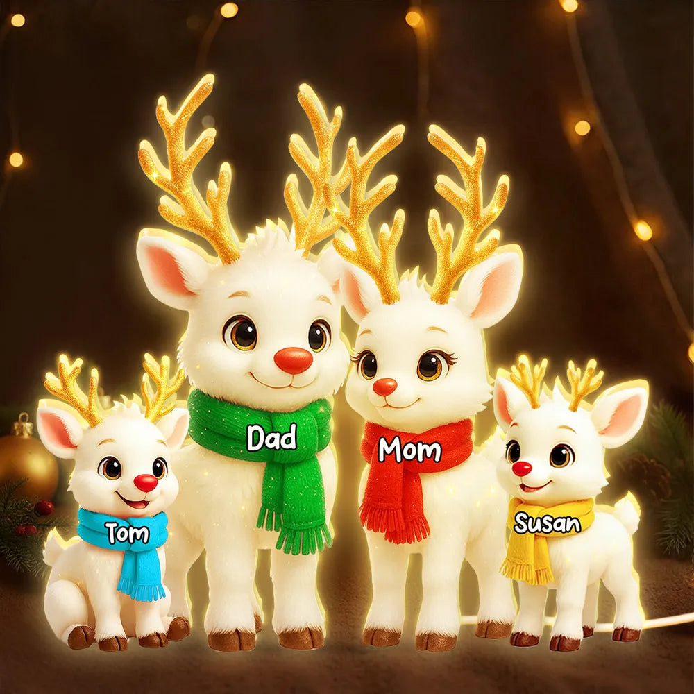 Personalized Reindeer Family Figurines for Christmas - Custom Names Plaque MagicInPrints