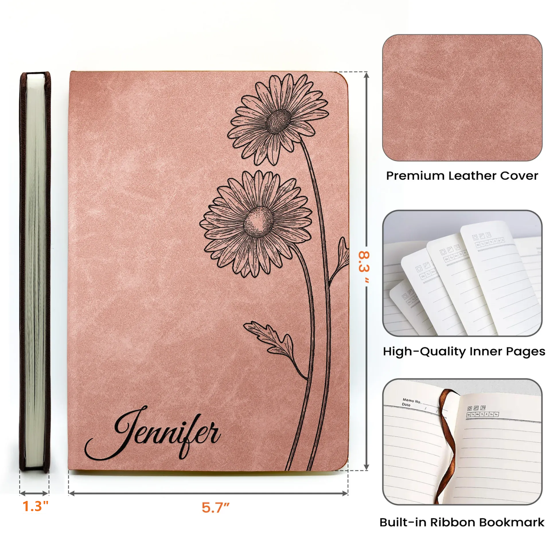 Personalized Floral Leather Journals for Women - Elegant Gift for Writers Stationery MagicInPrints
