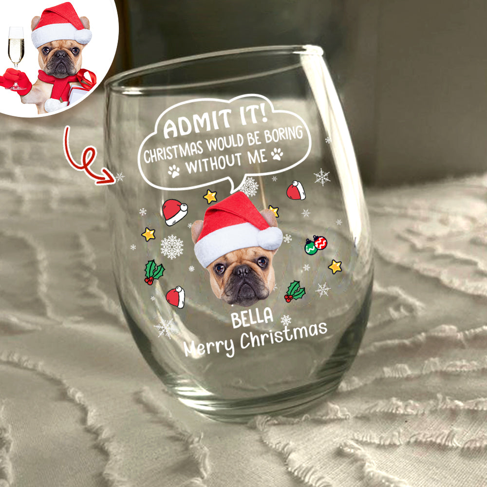 Personalized Dog Christmas Wine Glass for Pet Lovers - Holiday Gift Cup MagicInPrints
