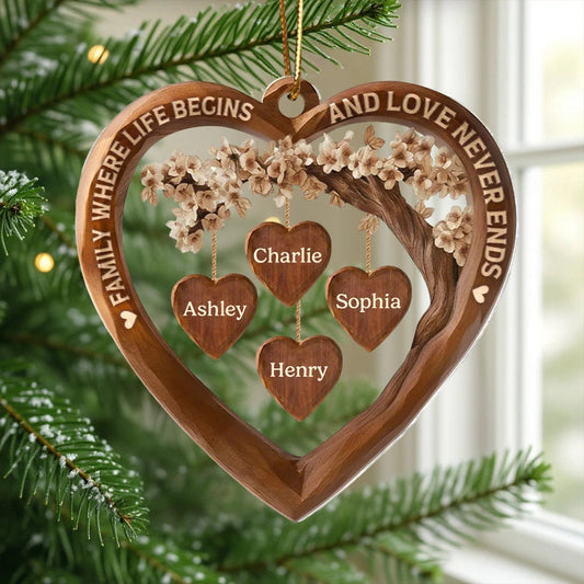Personalized Heart Tree Family Ornament for Christmas - Custom Names Keepsake Ornament MagicInPrints