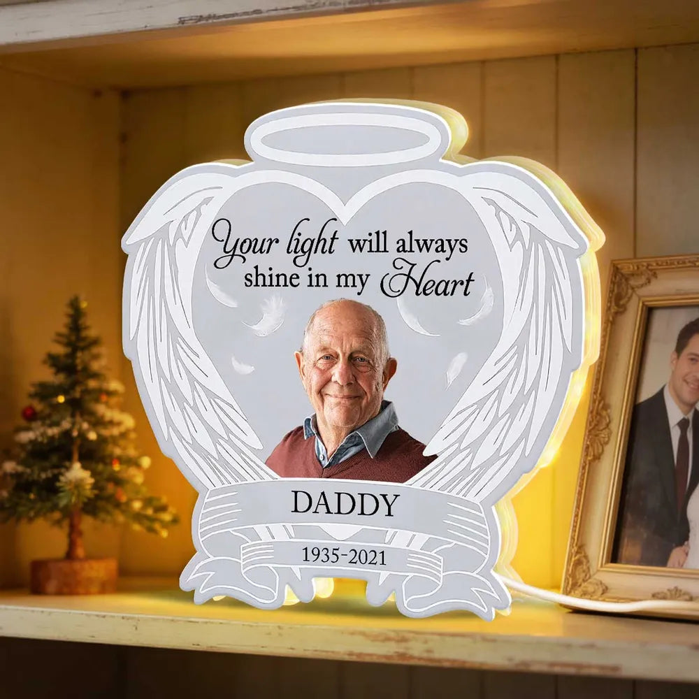 Personalized Memorial LED Light for Dad - Sentimental Remembrance Gift Plaque MagicInPrints