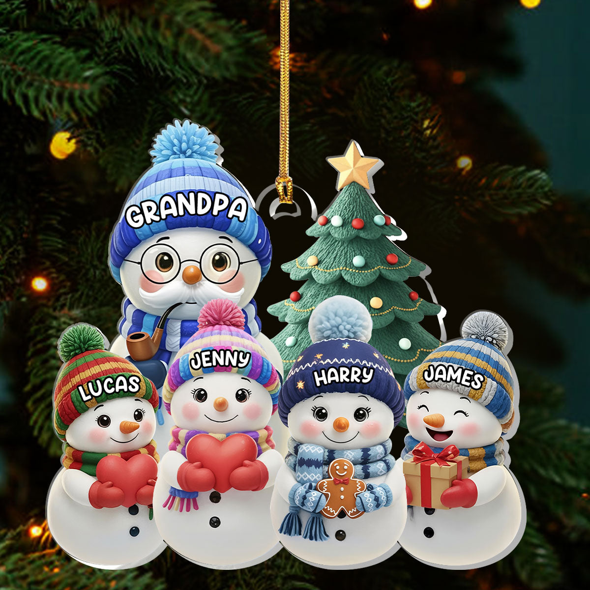 Personalized Family Snowman Christmas Ornament - Holiday Decor Gift Ornament MagicInPrints