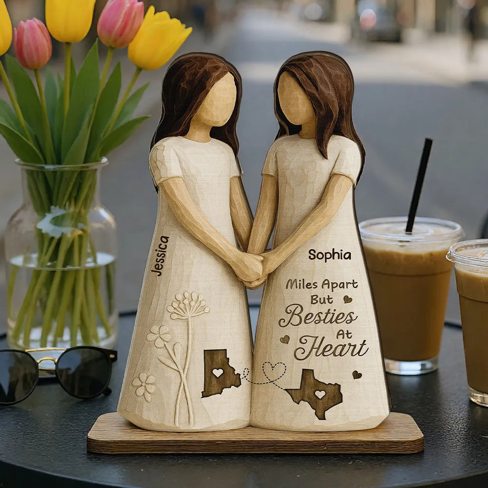 Personalized Best Friends Wooden Figurine - Long Distance Friendship Gift Plaque MagicInPrints