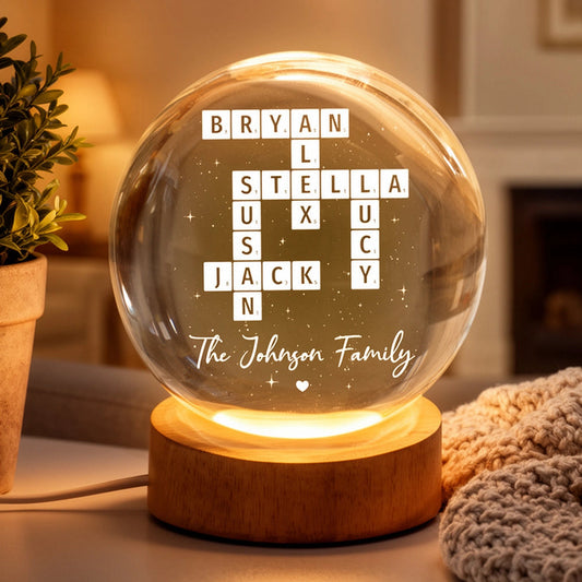 Custom Family Name Lamp Personalized Crossword Light - Home Decor Gift Lamp MagicInPrints