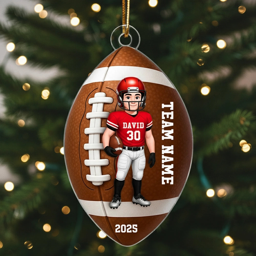 Personalized Football Ornament for Kids with Custom Name and Year - Christmas Tree Decoration Ornament MagicInPrints