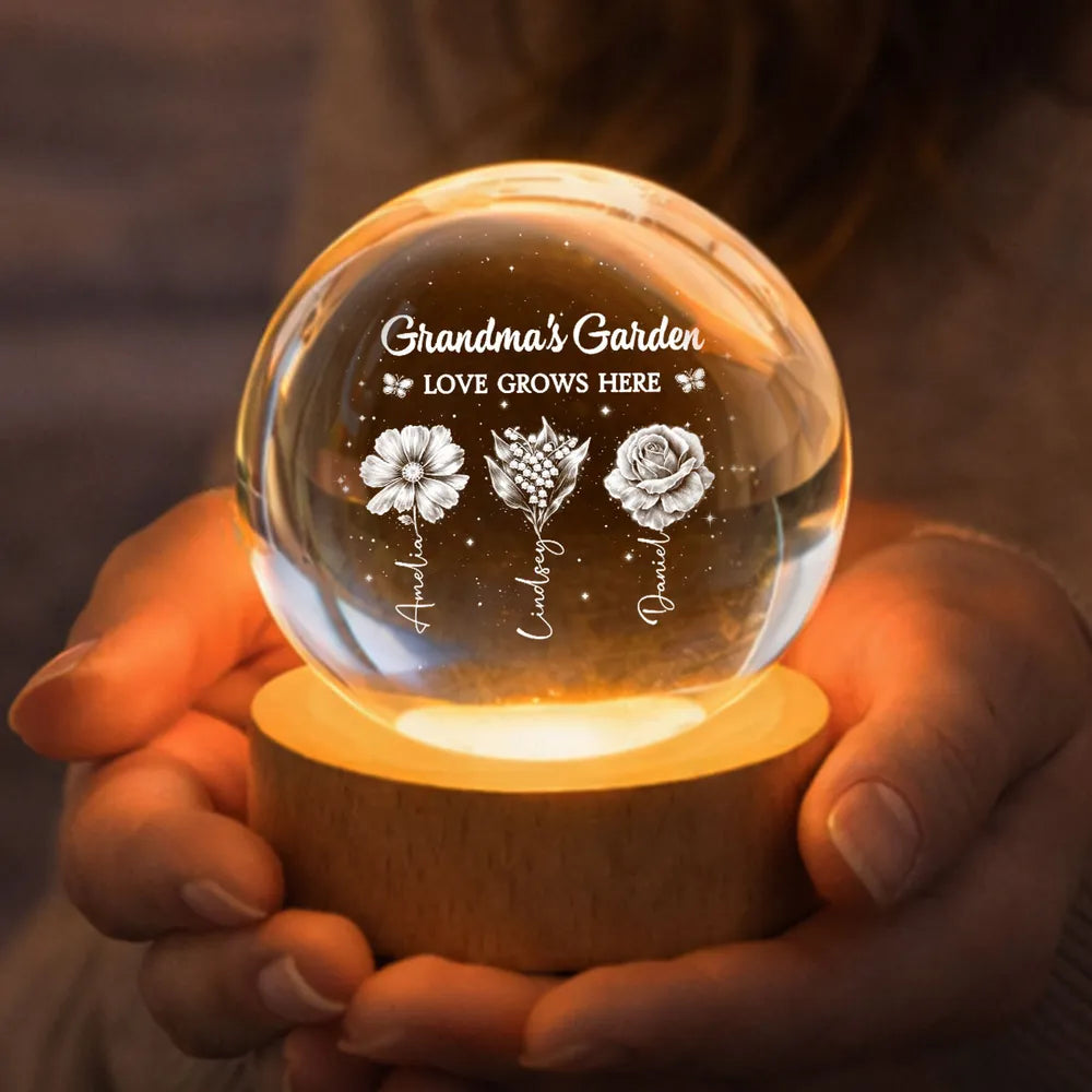 Personalized LED Night Light for Grandma - Custom Floral Keepsake Lamp MagicInPrints