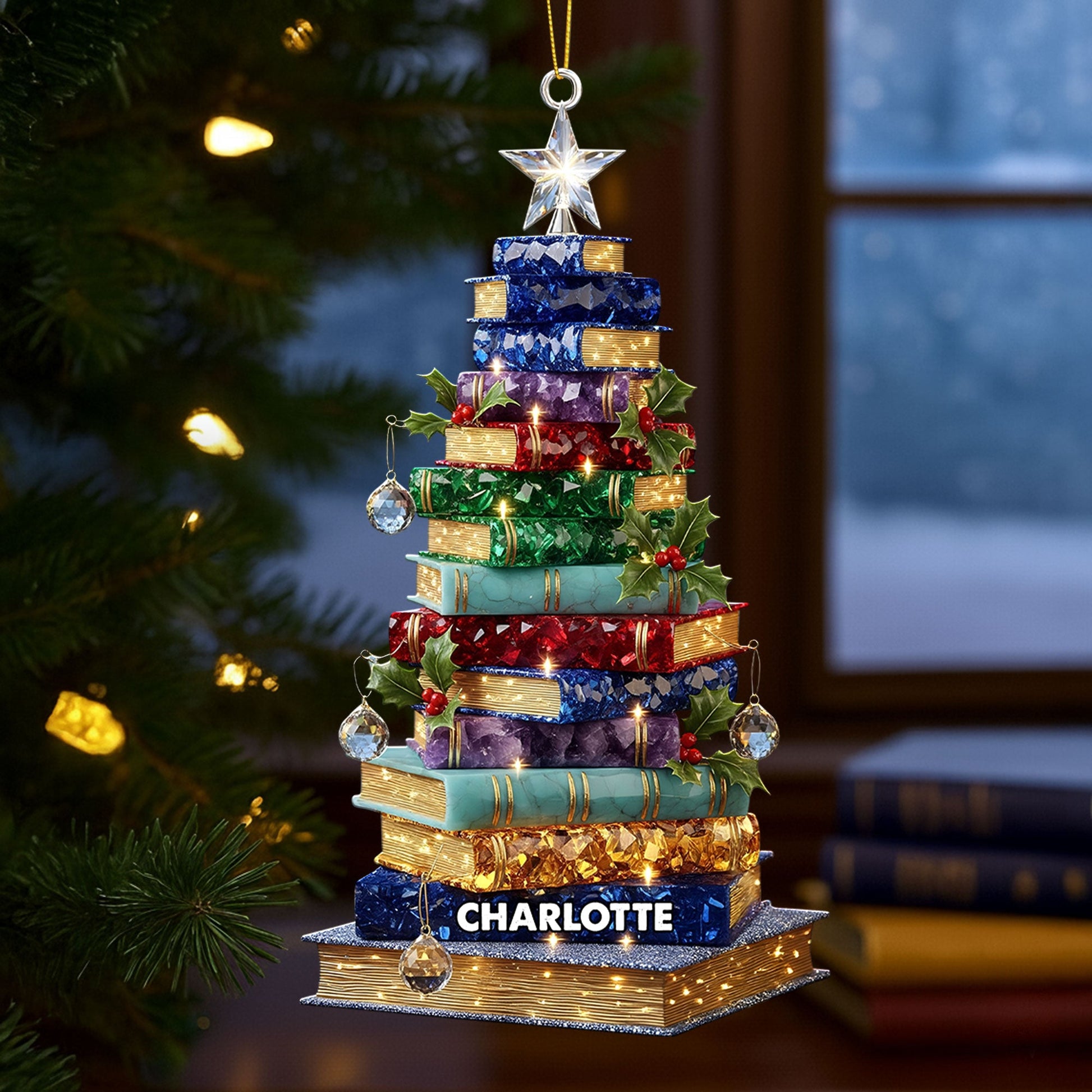 Christmas Book Tree Ornament - Personalized Gifts For Book Lovers Ornament MagicInPrints