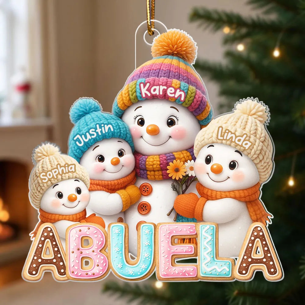 Personalized Snowman Family Christmas Ornament for Grandma - Holiday Decoration Ornament MagicInPrints