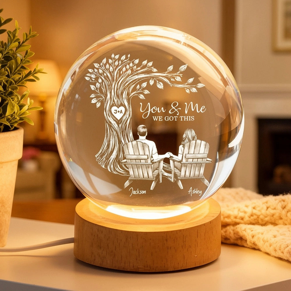 Personalized LED Crystal Night Light for Couples - Romantic Gift Lamp MagicInPrints