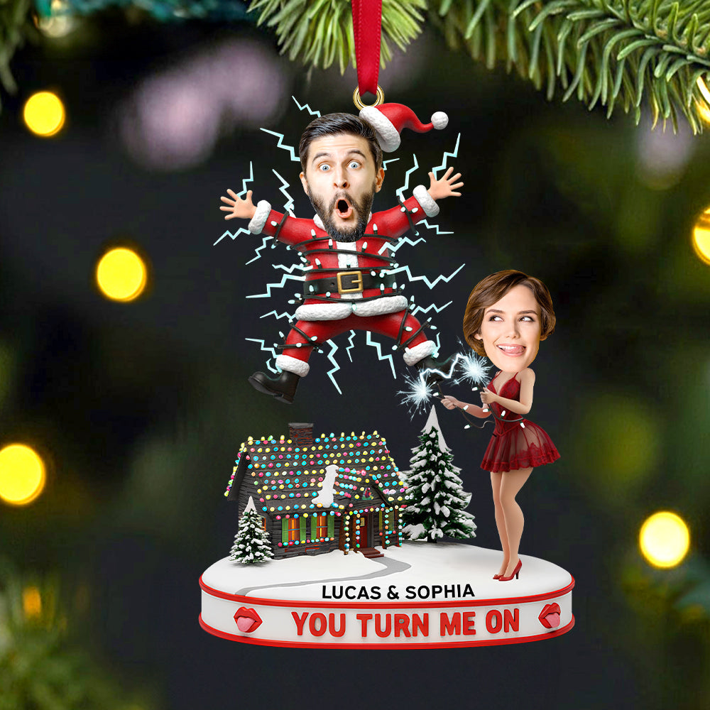 Fun Couple Electric Shock Ornament, Custom Photo Gifts For Couple Ornament MagicInPrints