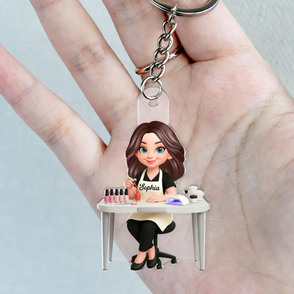 Custom Nail Technician Keychain for Nail Artists - Personalized Gift Keychain MagicInPrints