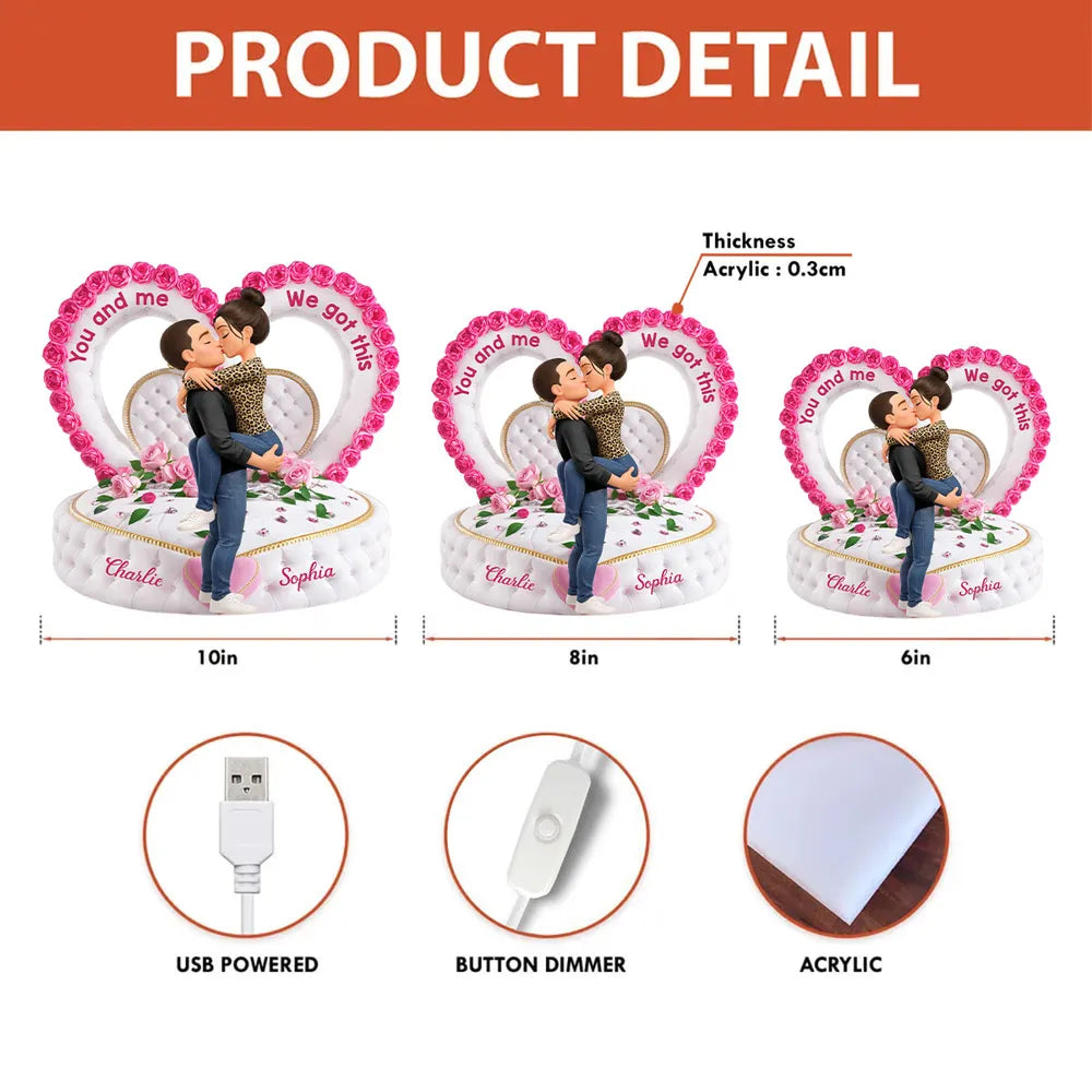 Personalized Couple Figurine Cake Topper for Romantic Occasions - Custom Names and Heart Design Plaque MagicInPrints