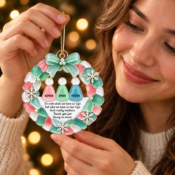 Personalized Acrylic Ornament Heart Wreath Gift for Best Friend