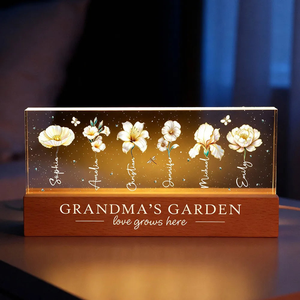 Personalized Acrylic Flower Block for Grandma - Custom Names Gift Plaque MagicInPrints
