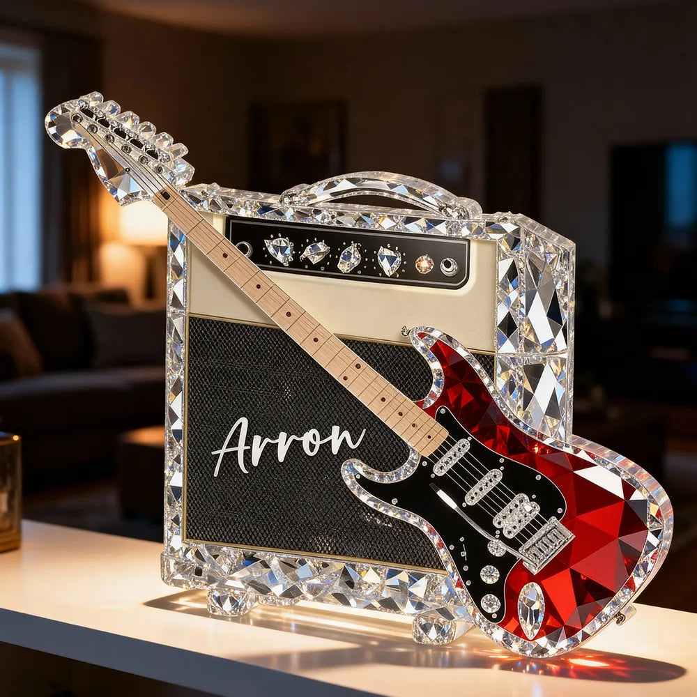 Personalized Crystal Guitar Decor for Music Lovers - Unique Gift Plaque MagicInPrints