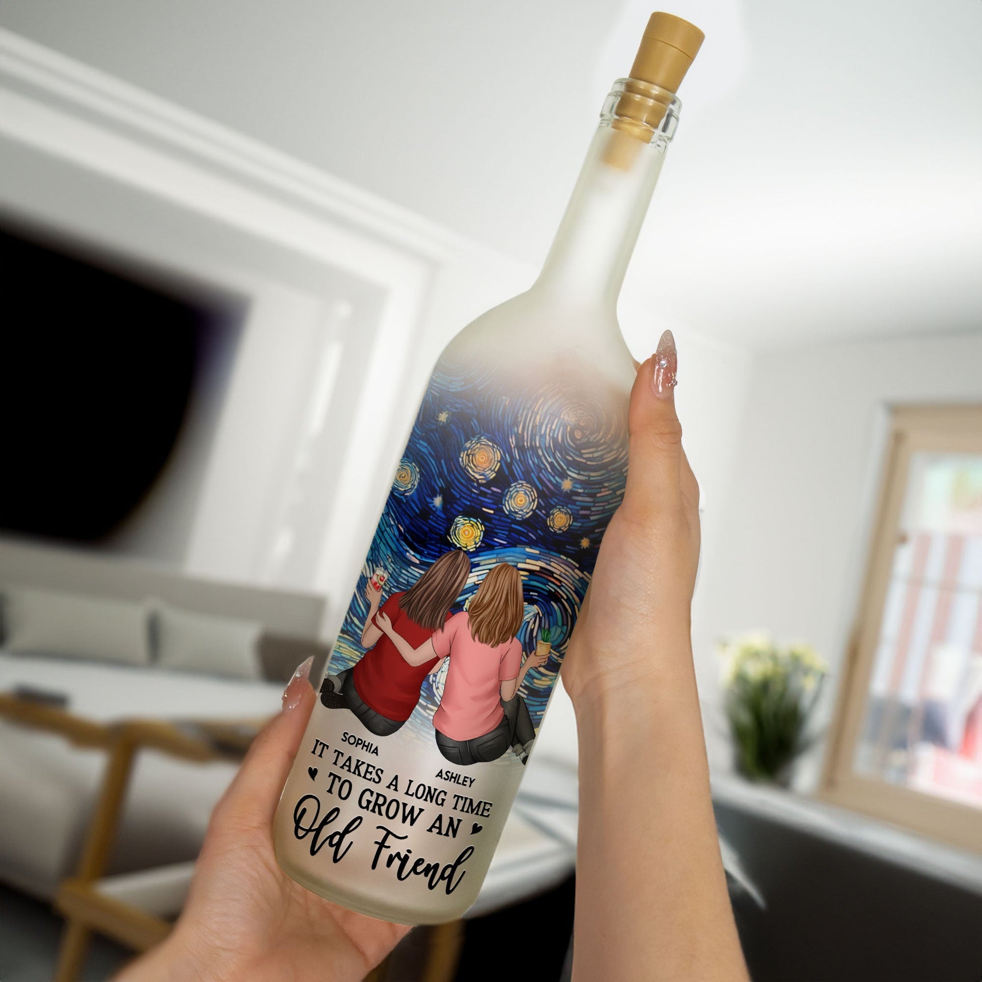 Personalized LED Wine Bottle Lamp for Friends - Sentimental Gift for Home Decor Lamp MagicInPrints