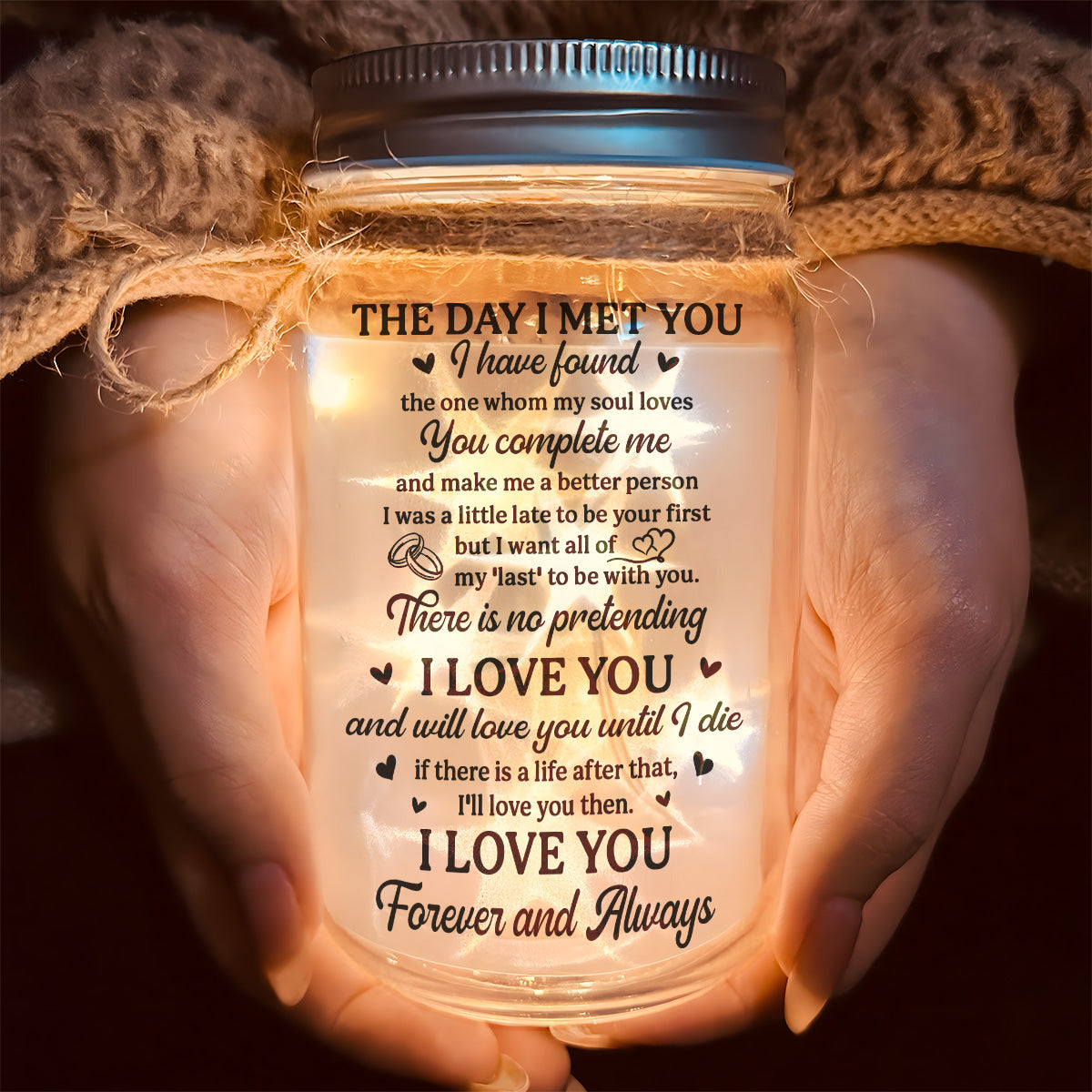 Personalized Romantic LED Mason Jar for Couples - Anniversary or Wedding Gift Lamp MagicInPrints