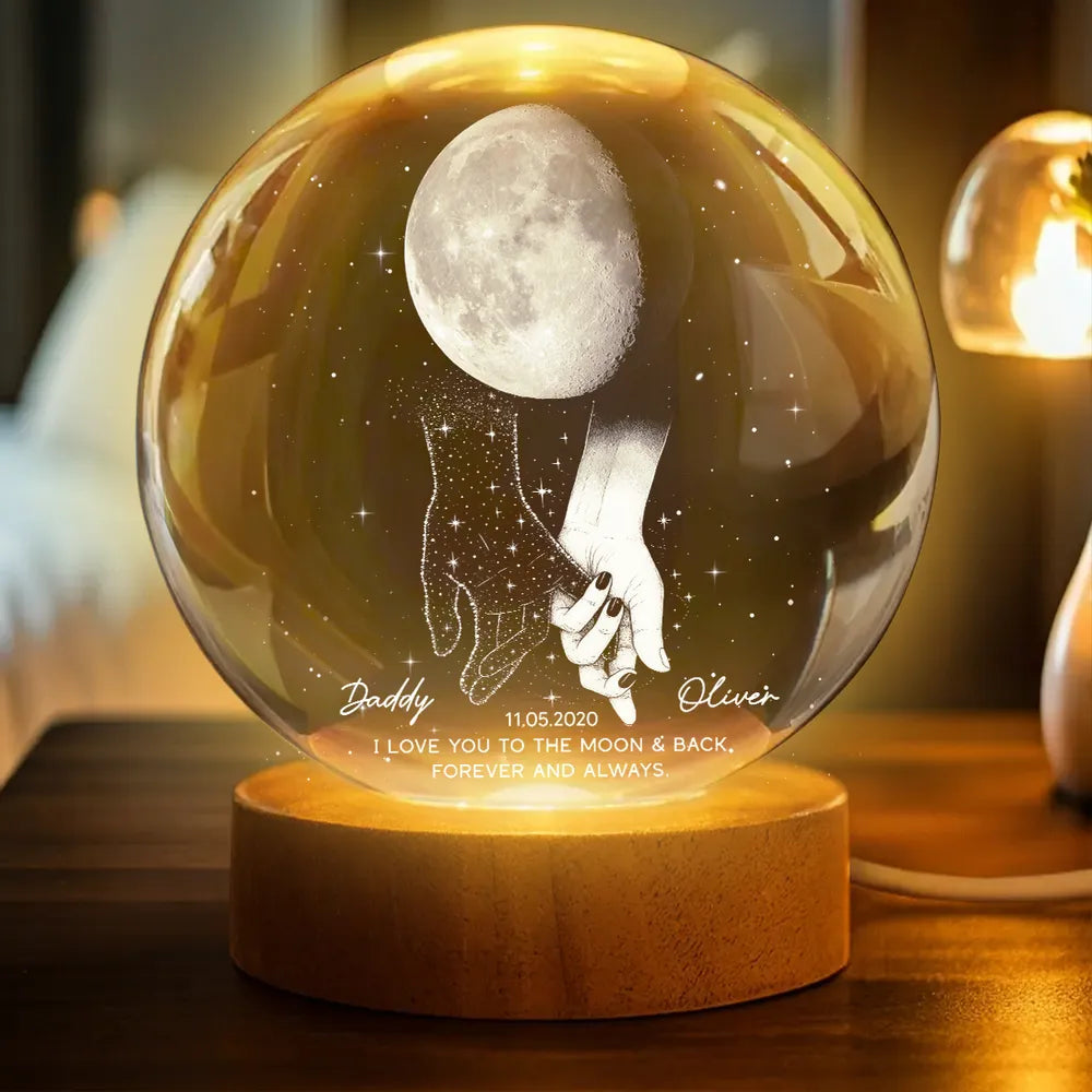 Personalized LED Moon Lamp for Dad and Child - Sentimental Gift Lamp MagicInPrints
