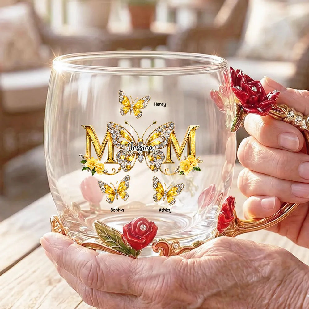 Personalized Glass Tea Mug for Mom with Floral Design - Mother's Day Gift Cup MagicInPrints