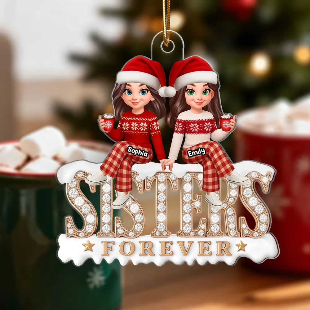 Personalized Sisters Forever Christmas Ornament - Custom Names Holiday Gift Ornament MagicInPrints