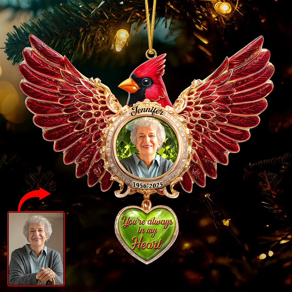 Cardinal Memorial Christmas Ornament – Custom Photo Gifts For Loved Ones In Heaven Ornament MagicInPrints