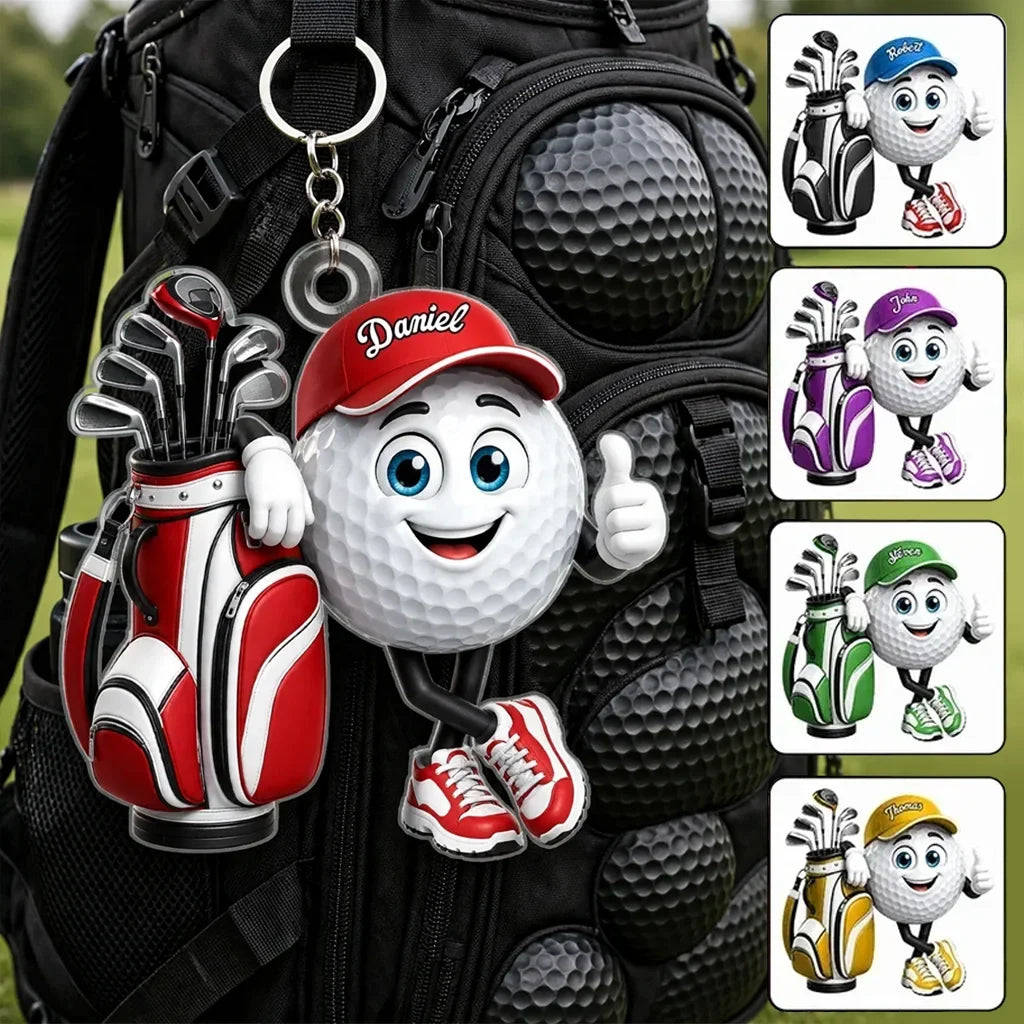 Personalized Acrylic Golf Ball Keychain Gift for Golfers