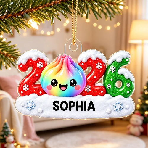 Personalized Rainbow Dumpling Acrylic Ornament Gift for Kids