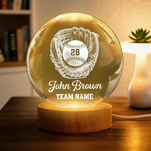 Personalized Baseball Globe Lamp Custom Name Gift for Fans