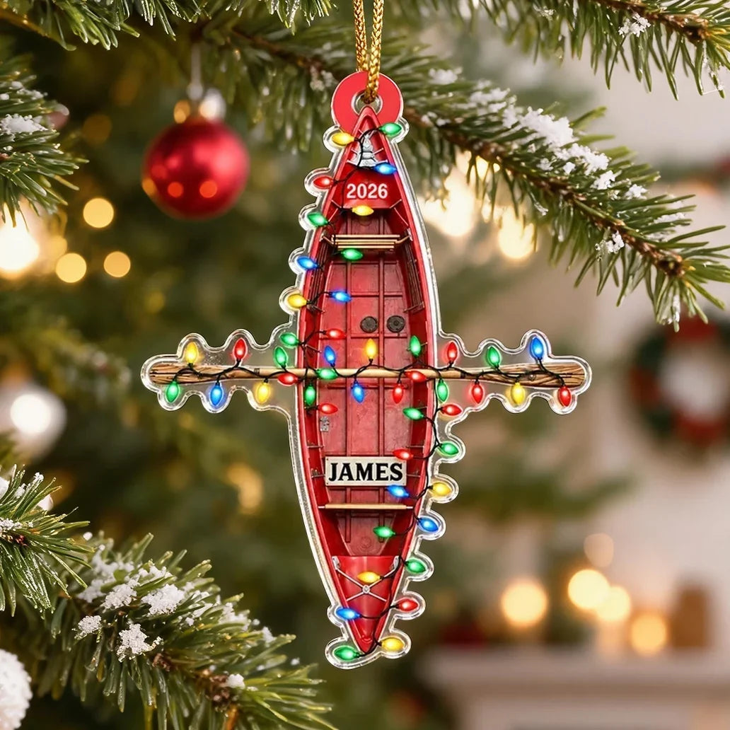 Personalized Red Kayak Acrylic Ornament Custom Gift for Boaters