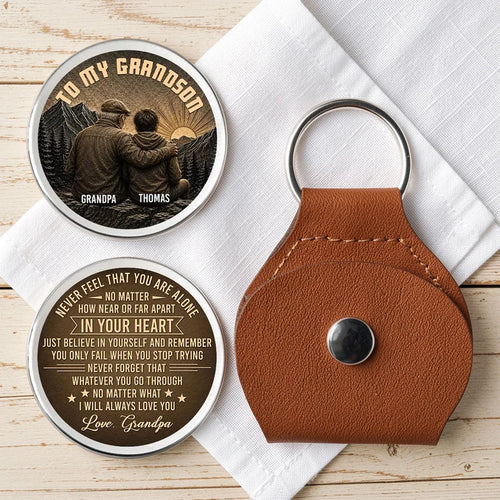 Personalized Pocket Hug Keychain for Grandpa, Heartwarming Gift for Grandson