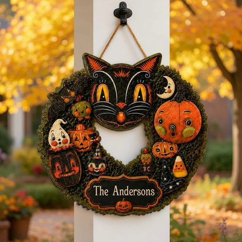 Personalized Black Cat Wooden Sign Custom Gift for Cat Lovers Halloween
