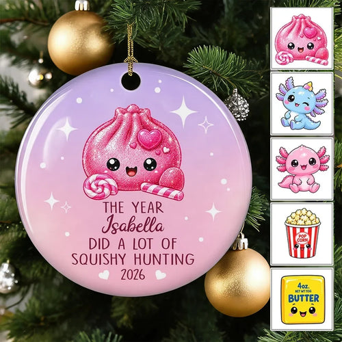 Personalized Pink Ceramic Ornament Custom Gift for Christmas