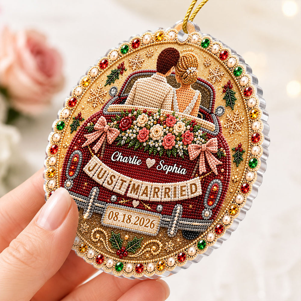 Personalized Acrylic Wedding Car Ornament Gift for Couple