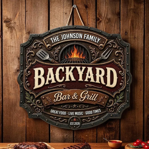Personalized Wooden Grill Sign Custom Family Gift Home Decor