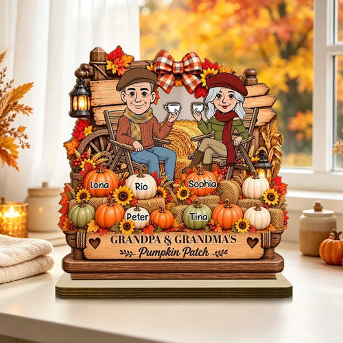 Personalized 2-Layer Wooden Plaque Family Gift for Grandparents Autumn Coffee