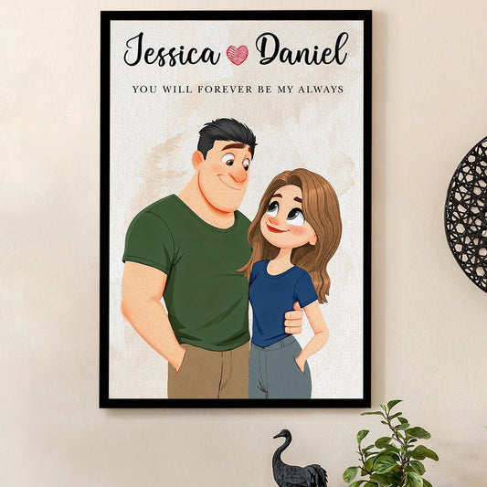 Personalized Couple Cartoon Portrait Wall Art - Romantic Gift for Partners Poster or Canvas MagicInPrints