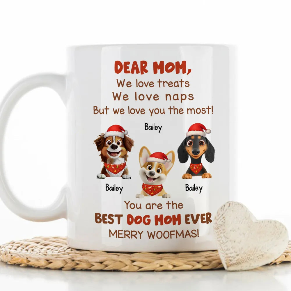 Personalized Dog Mom Christmas Mug for Mom - Festive Gift Cup MagicInPrints