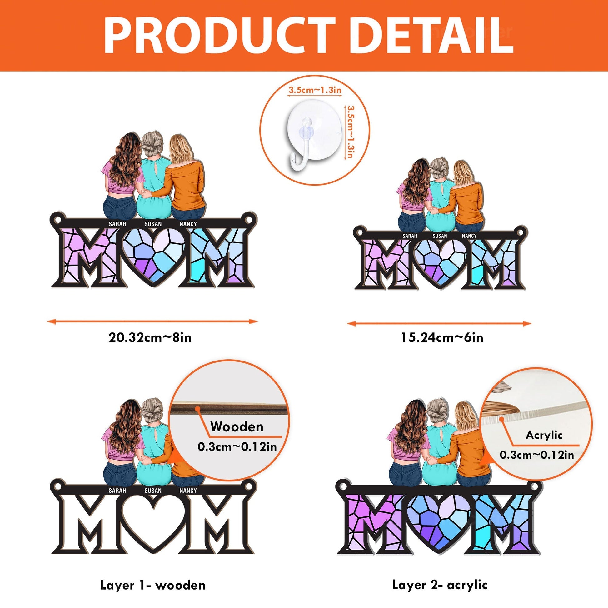 Personalized Stained Glass Mom Sign for Family - Mother's Day Gift Ornament MagicInPrints