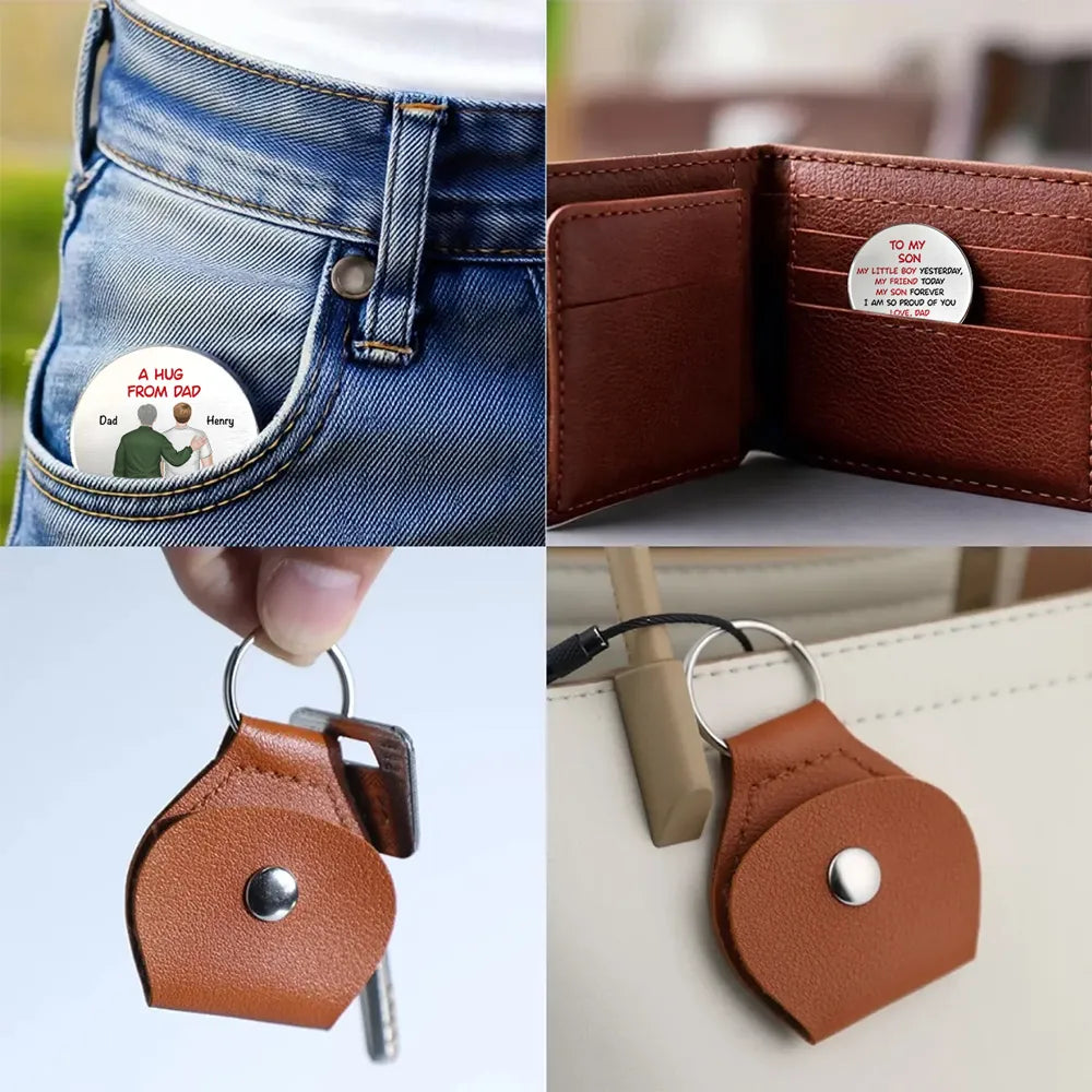 Personalized Keychain for Son - Heartfelt Message from Dad Keychain MagicInPrints