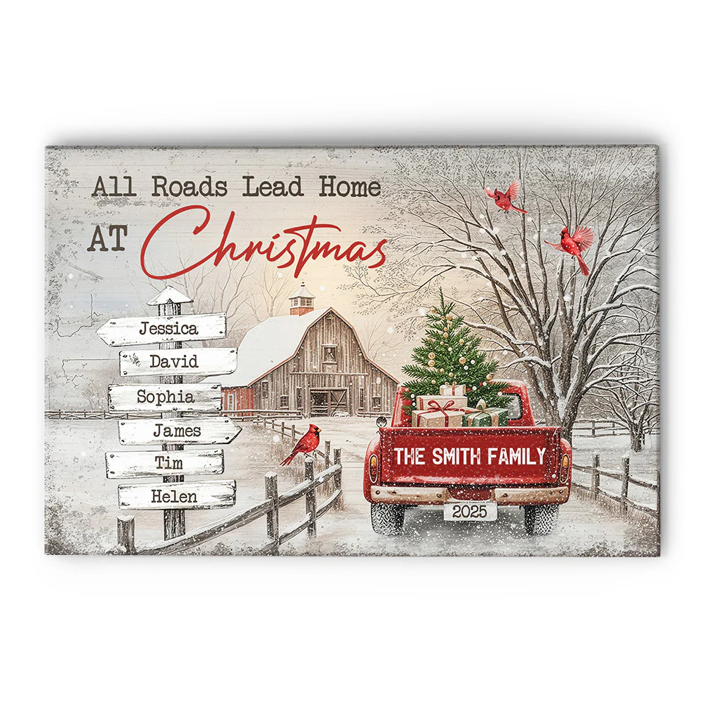 Personalized Family Christmas Canvas Art with Names - Holiday Home Decor Poster or Canvas MagicInPrints