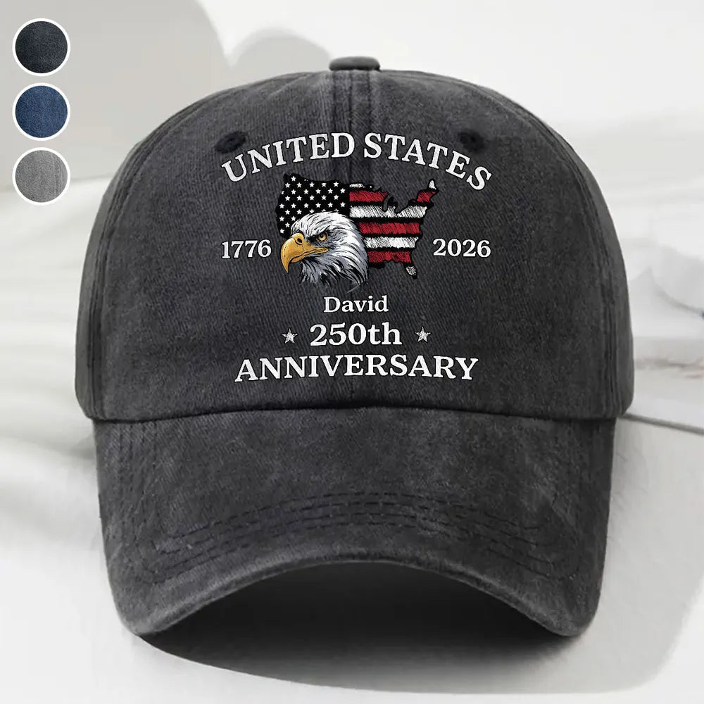 Custom Embroidered USA 250th Anniversary Hat - Patriotic Gift Hat MagicInPrints