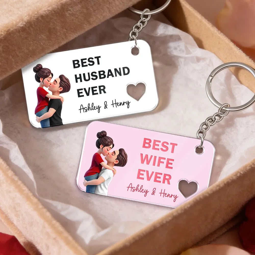 Personalized Keychain for Wife with Heart Design - Romantic Gift Keychain MagicInPrints