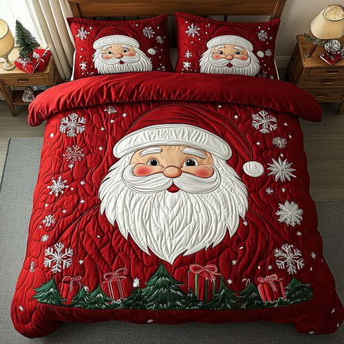 Bring Holiday Cheer Home – Personalized 3-Piece Quilted Bedding Set – Gift for Kids, Family, Christmas Quilted Bedding Set V2 MagicInPrints
