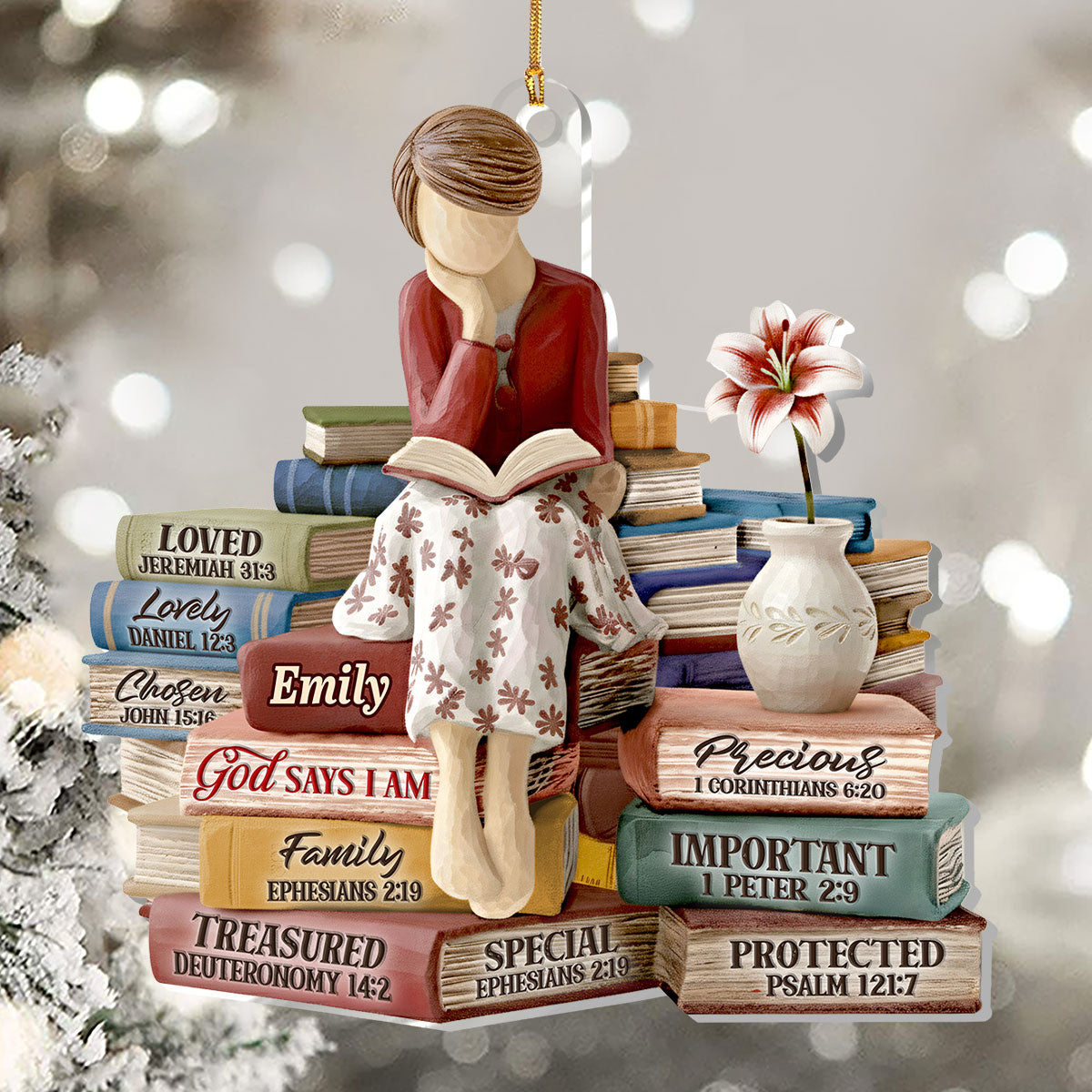 Personalized Book Lover Ornament for Women - Inspirational Christian Gift Ornament MagicInPrints