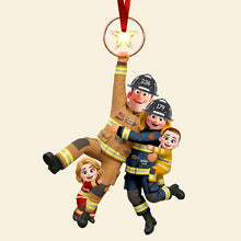 Load image into Gallery viewer, Celebrate Family Bonds: Fun Hanging Firefighter Family Ornament - Personalized Gift for Firefighter Dads, Moms, and Kids Ornament MagicInPrints

